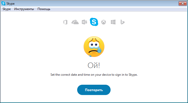 Установите правильную дату и время на устройстве для входа в Skype
