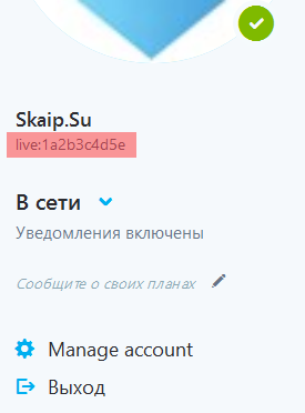 Имя пользователя Skype в Skype для Web